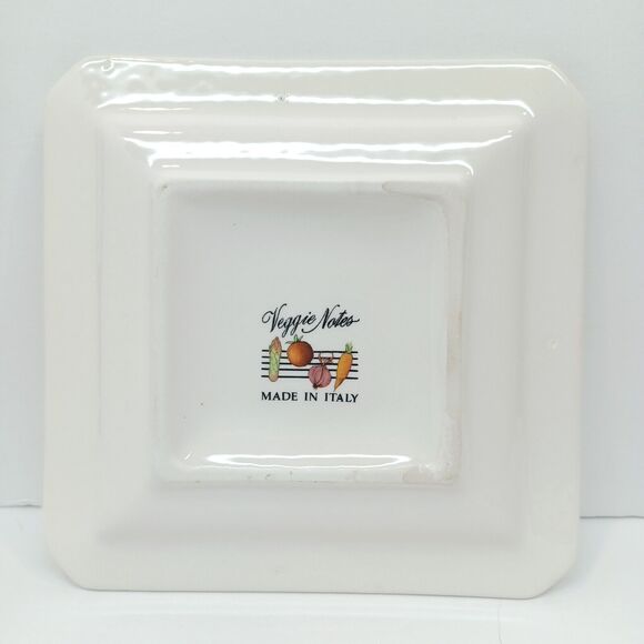 Set/3 Veggie Notes 7.5" Appetizer Plates Carrot Asparagus Onion Made in Italy - Picture 4 of 10